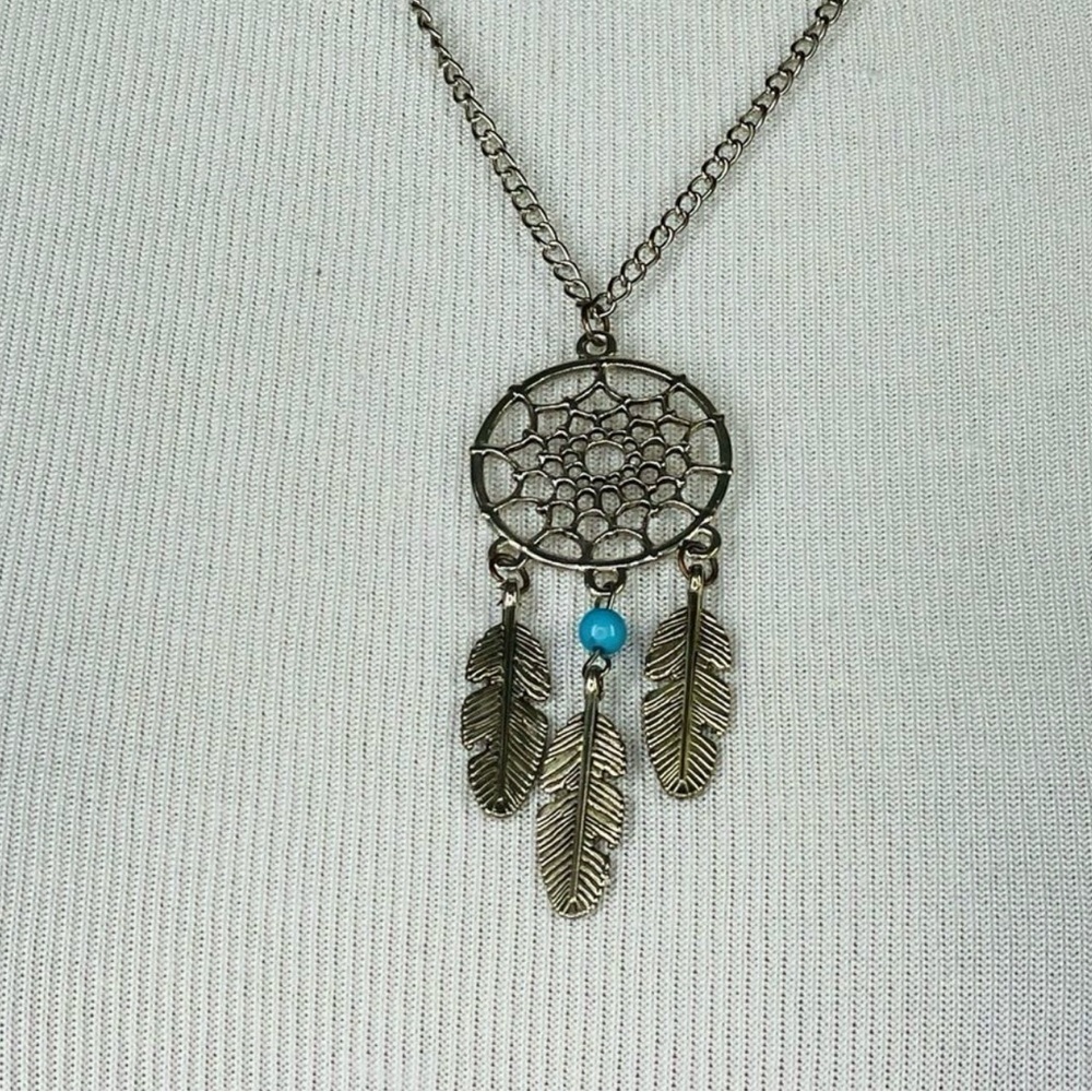 Be Still Boutique Silver Dreamcatcher Necklace with Blue Accent - Picture 8 of 8